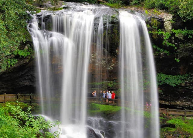 Dry Falls with a walkway behind the waterfall